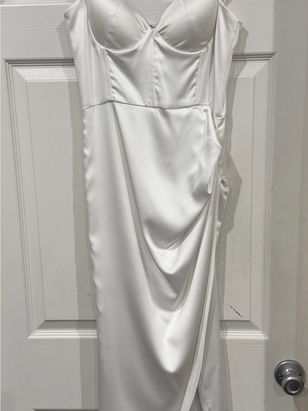 Elegant White Satin Slip Dress